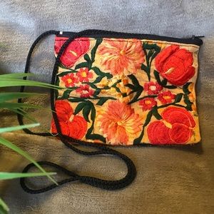 vintage flower embroidered bag / purse